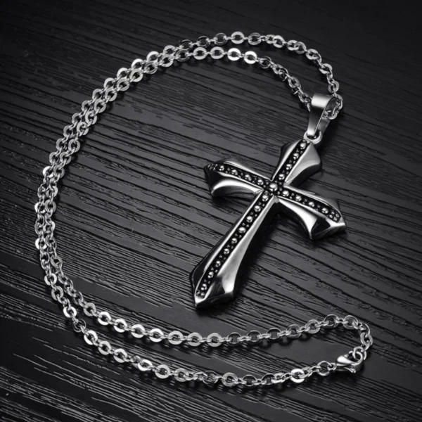 1pc Vintage Titanium Steel Cross Pendant Necklace Fashion Classic Jewelry Accessories Gift - Image 2