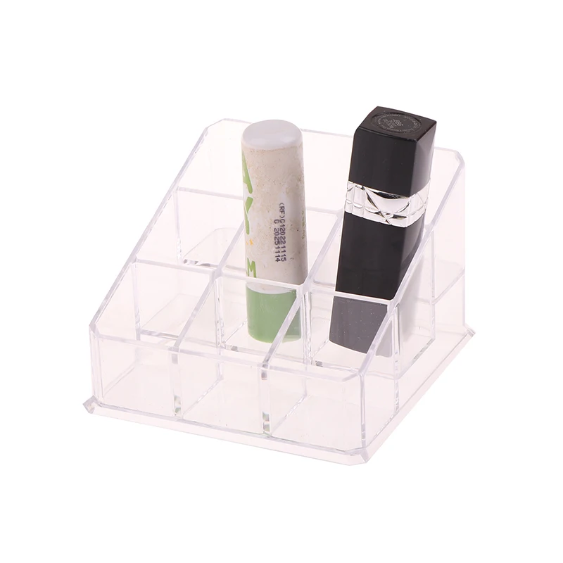 9 Slots Clear Acrylic Lipstick Storage Box Trapezoid Cosmetic Display Case Store Desk Lipstick Cosmetic Organizer Holder Stand - Image 10