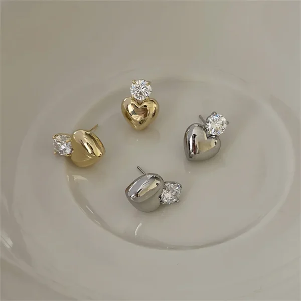 1Pair Trendy Light Luxury Heart Earrings For Women Girls Fashion Temperament Simple Stud Earrings Jewelry Accessories Gifts - Image 9