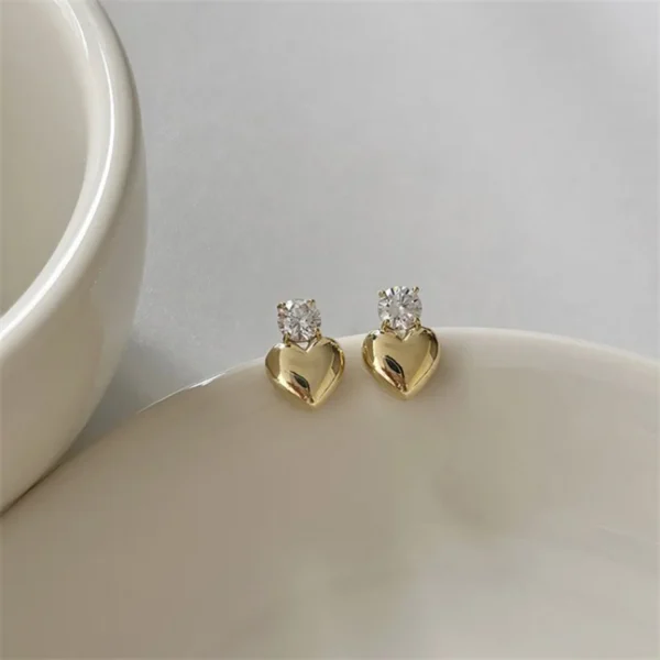 1Pair Trendy Light Luxury Heart Earrings For Women Girls Fashion Temperament Simple Stud Earrings Jewelry Accessories Gifts - Image 8