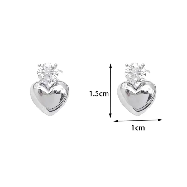 1Pair Trendy Light Luxury Heart Earrings For Women Girls Fashion Temperament Simple Stud Earrings Jewelry Accessories Gifts - Image 6