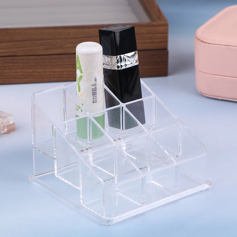 9 Slots Clear Acrylic Lipstick Storage Box Trapezoid Cosmetic Display Case Store Desk Lipstick Cosmetic Organizer Holder Stand - Image 4