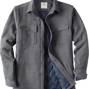 Dubinik® Mens Shacket Lightweight Jacket Cozy Warm Lined Overshirt Flannel Shirts For Men Long Sleeve Snap Casual Plaid