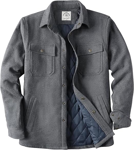 Dubinik® Mens Shacket Lightweight Jacket Cozy Warm Lined Overshirt Flannel Shirts For Men Long Sleeve Snap Casual Plaid